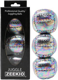 Zeekio Bolas de malabarismo Galaxy - Bolas de cuero genuino de primera calidad de 12 paneles - 4.59 oz - 2.638 in - Paquete de 3 - Cosmo