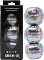 Zeekio Bolas de malabarismo Galaxy - Bolas de cuero genuino de primera calidad de 12 paneles - 4.59 oz - 2.638 in - Paquete de 3 - Cosmo