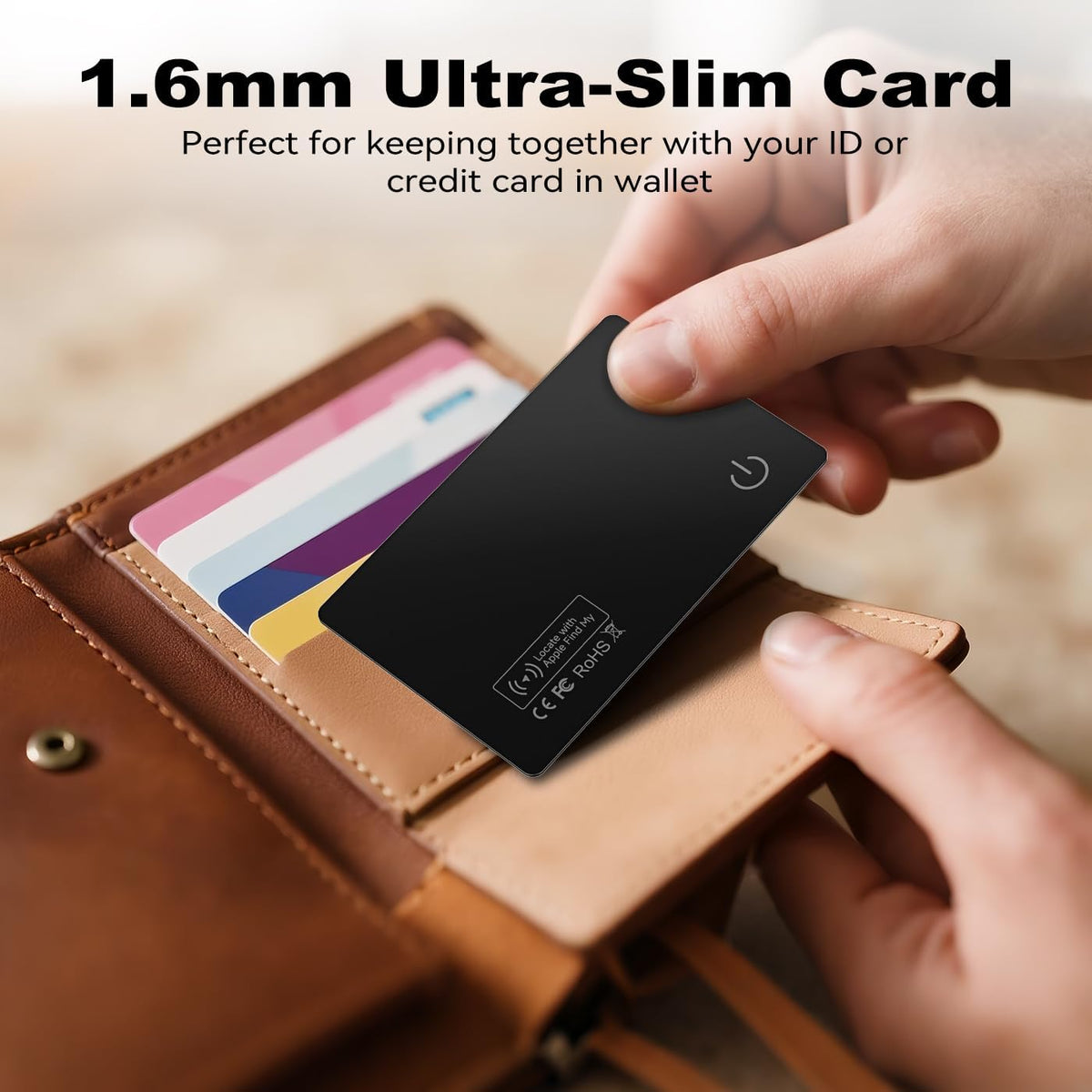 Paquete de 4 tarjetas Air Tag Tracker 2026, ultra delgada, 0.07 pulgadas, impermeable IP68, funciona con Find My (iOS), para carteras, llaves, equipaje, bolsas
