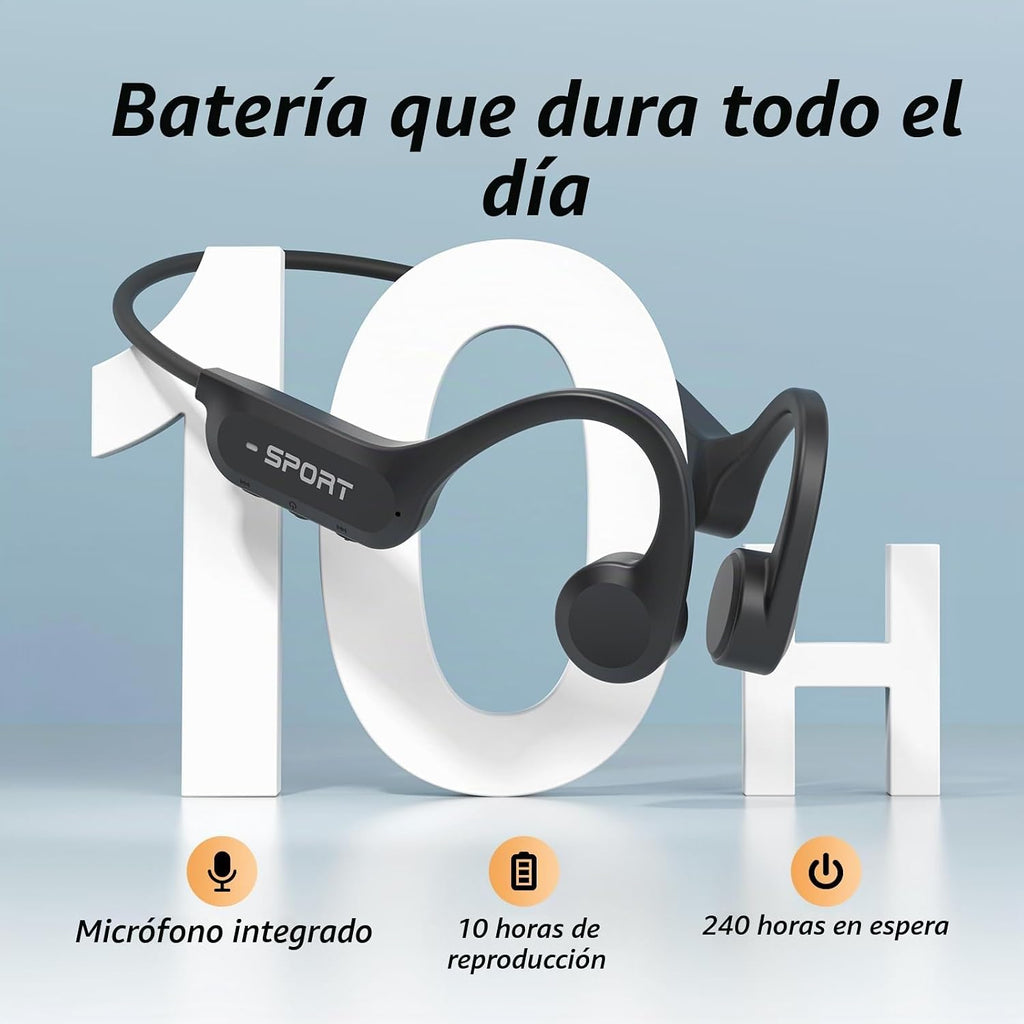 CXK Auriculares de conducción ósea, auriculares de oreja abierta actualizados 2026 con micrófono, IPX7 impermeable, audio equilibrado, tiempo de reproducción de 10 horas