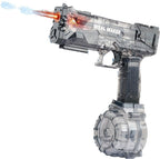 Pistola de agua eléctrica, efectos de llama de bozal, retroceso vinculado, tanque de agua doble de 50+16.9 fl oz, piscina al aire libre y juguete de combate de playa para niños y adultos