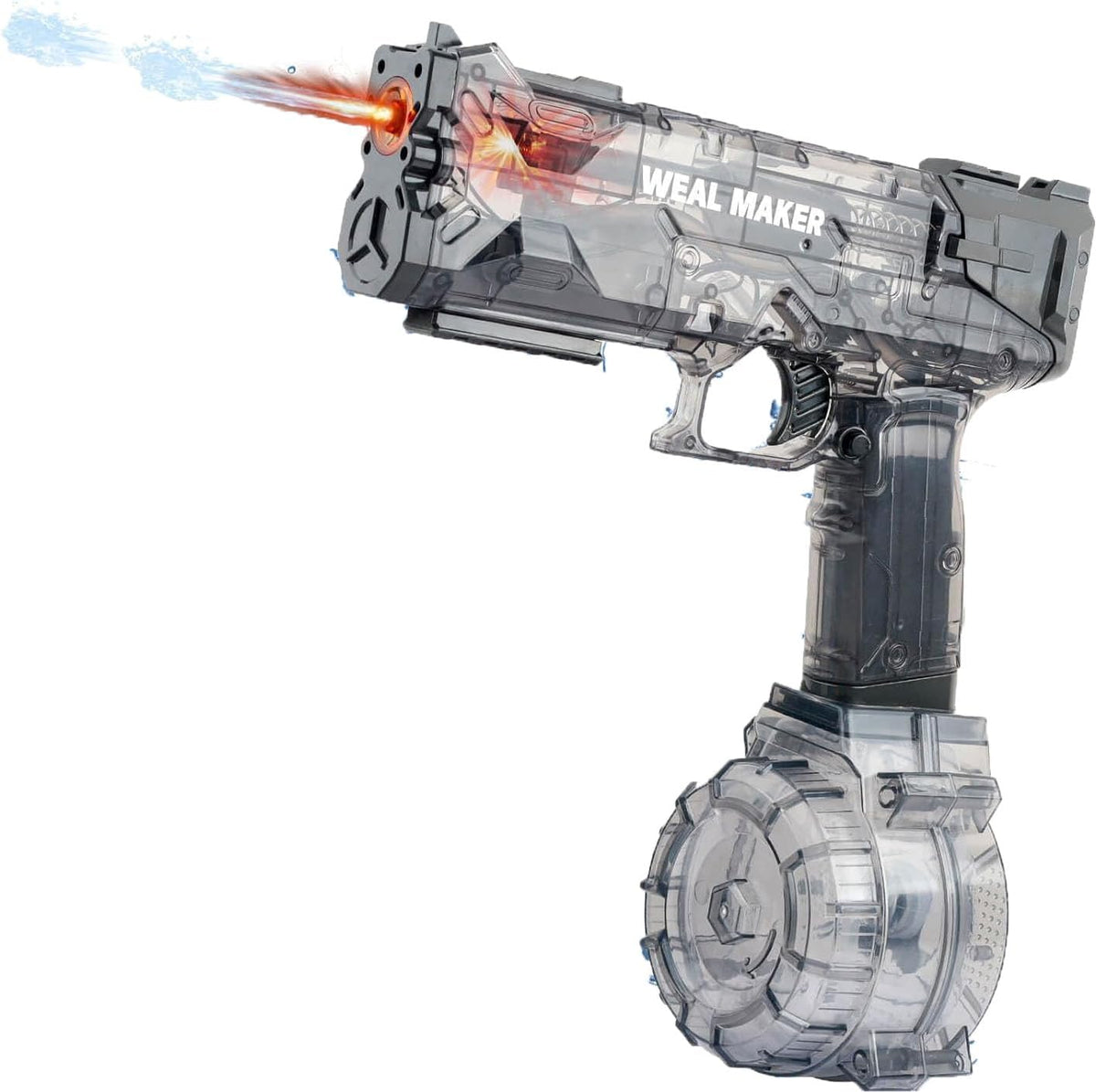 Pistola de agua eléctrica, efectos de llama de bozal, retroceso vinculado, tanque de agua doble de 50+16.9 fl oz, piscina al aire libre y juguete de combate de playa para niños y adultos