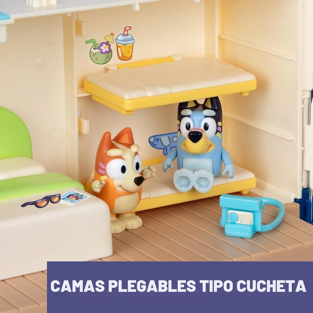 Bluey Juego de crucero con tobogán, más de 15 accesorios, 2 figuras
