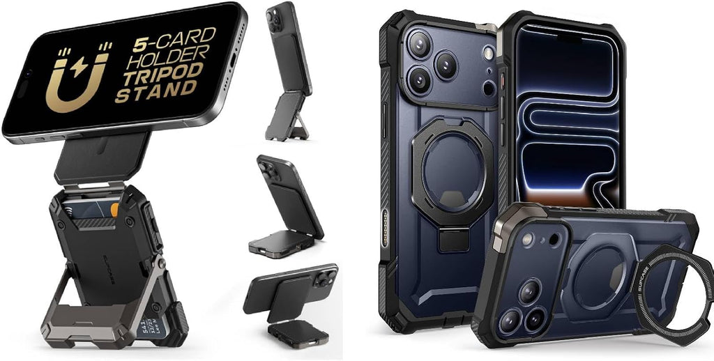 SUPCASE Paquete para iPhone 17 Pro Max UBGrip Case (negro) y cartera magnética