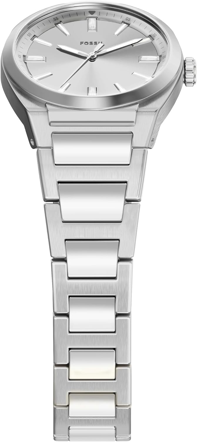 Fossil Reloj Everett de acero inoxidable con tres manecillas para mujer