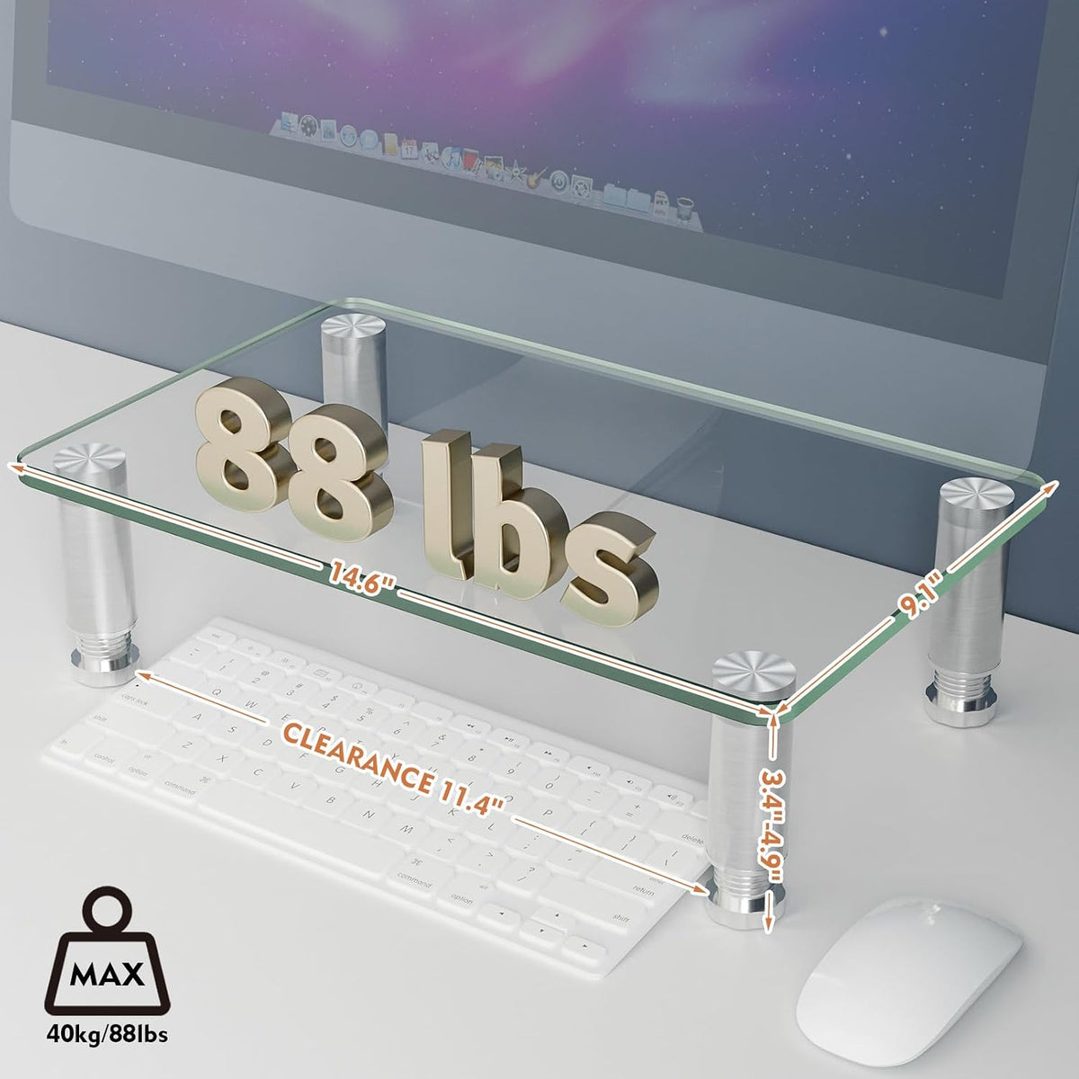 Hemudu Soporte para monitor de computadora transparente con altura ajustable para múltiples medios de escritorio para pantalla plana LCD LED, portátil/portátil/Xbox One, HD01T-002