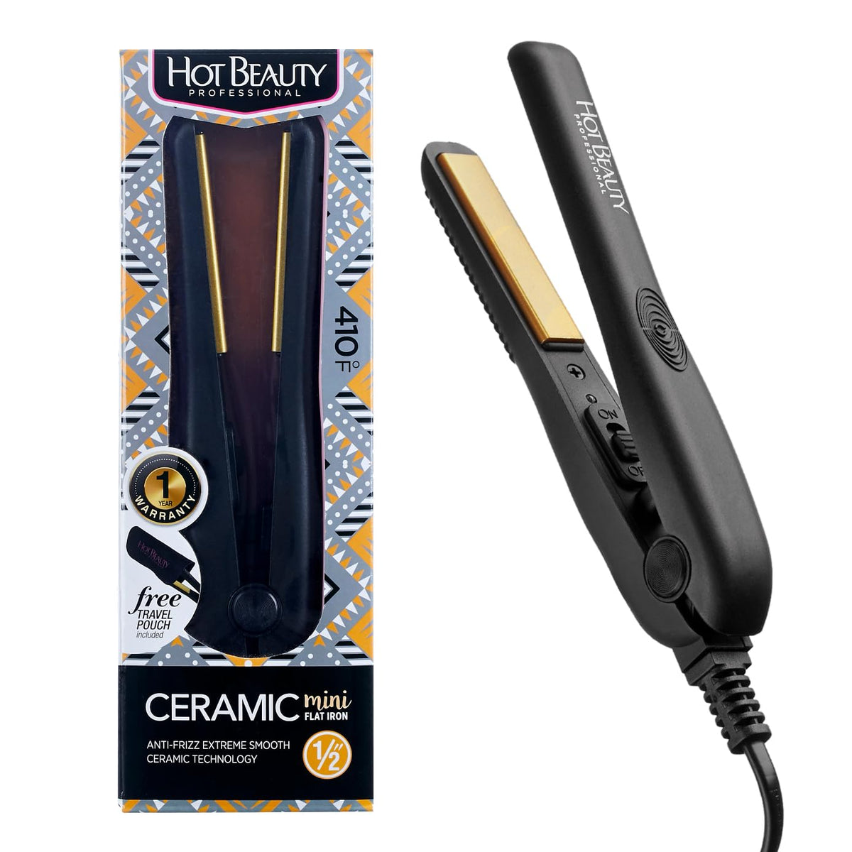 Hot Beauty Mini plancha plana profesional de cerámica de 1\/2 pulga...