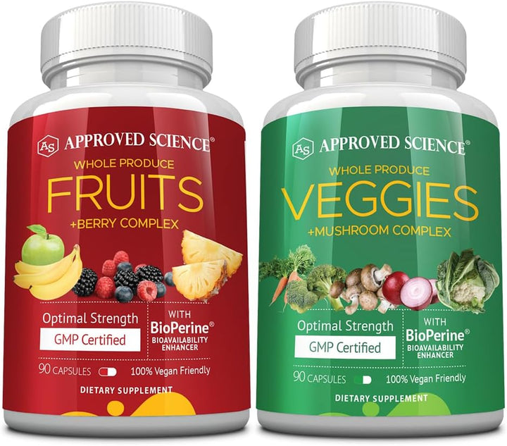 Approved Science Frutas y verduras - 42 suplementos enteros de frut...