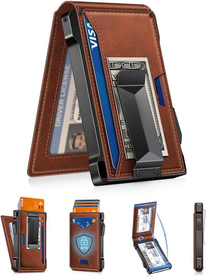 Cartera para hombre con RFID con 2 ventanas para identificación y c...