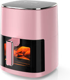 Sweetcrispy Freidora de aire de 6 cuartos con ventana, horno de freidora de aire cuadrado 12 en 1 para la familia, tecnología rápida de aire crujiente de 400 °F, deshidratación, cesta antiadherente y