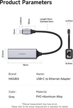 Hagibis Adaptador USB C a Ethernet, USB a red Gigabit RJ45 con PD de 100W