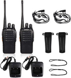 Walkie Talkies Radios recargables de dos vías de largo alcance con auriculares, radios de 2 vías, transceptor de mano UHF Walky Talky con linterna, batería de iones de litio y cargador (paquete