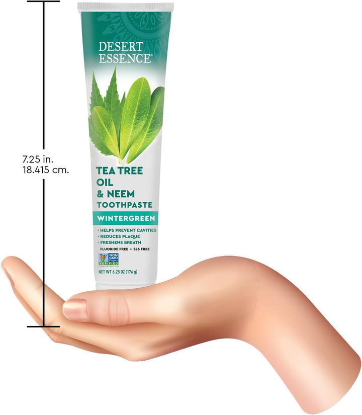 Desert Essence Aceite de árbol de té y pasta de dientes de neem, ga...