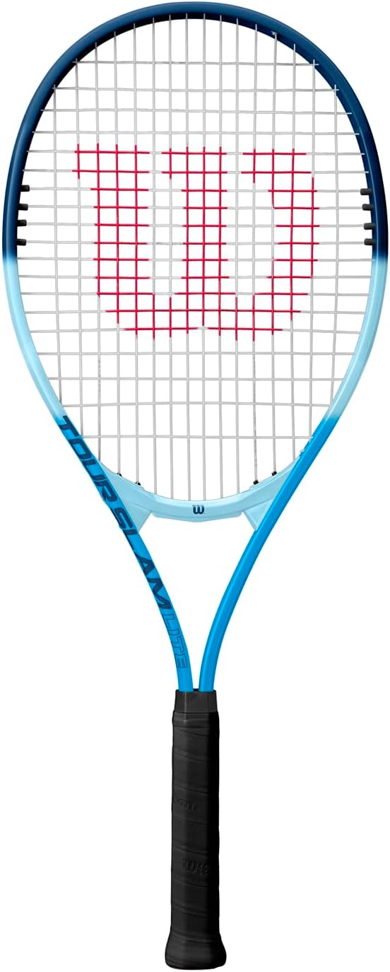 Wilson Tour Slam Lite - Raqueta de tenis recreativa para adultos, tamaño de empuñadura 3-4 3/8 pulgadas, color azul
