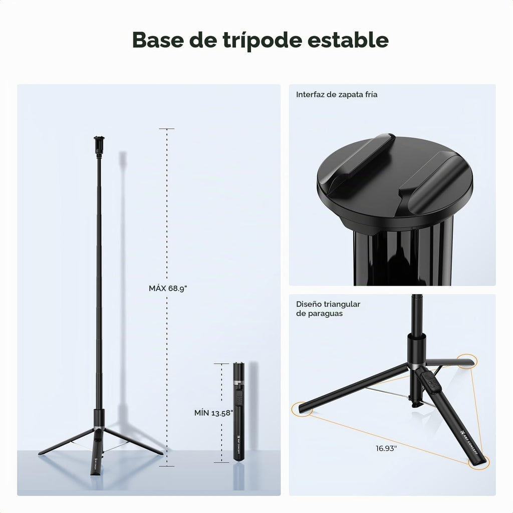 K&F CONCEPT Palo Selfie, Trípode para Teléfono con Apertura y Cierre Automático