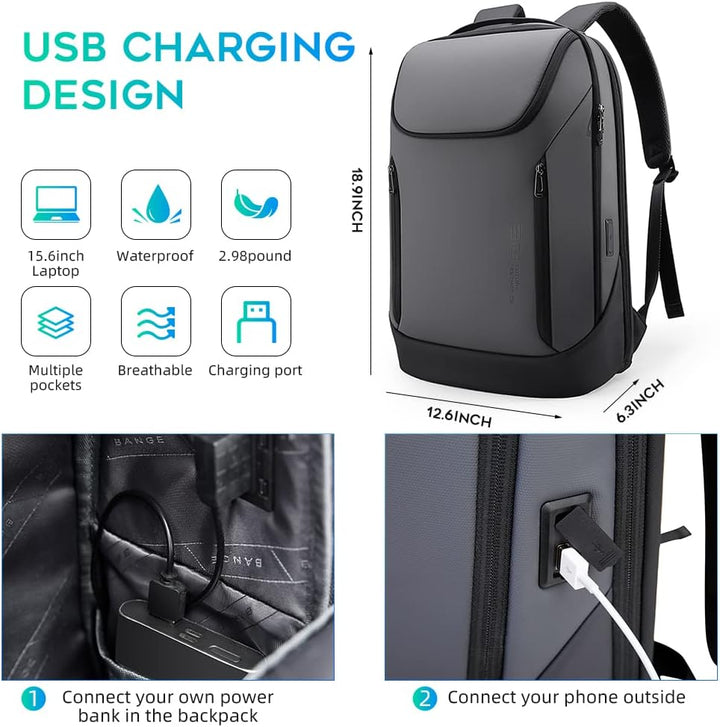 Mochila de negocios inteligente BANGE impermeable, mochila para lap...