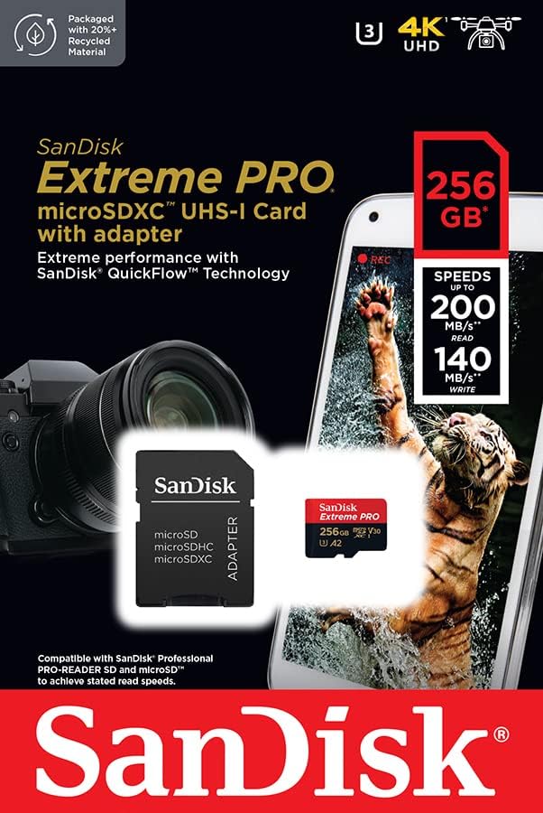 SanDisk Tarjeta Extreme PRO microSD UHS-I de 256 GB con