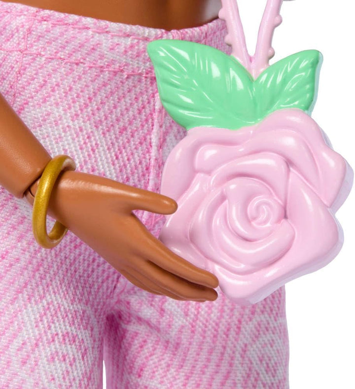 Muñeca de estilo Deluxe Barbie #12 en top corto de mezclilla rosa c...