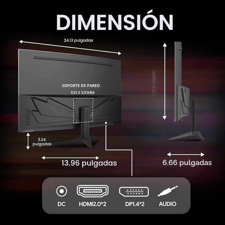 CRUA Monitor curvo QHD 260Hz de 27 pulgadas para juegos, 1800R VA,...