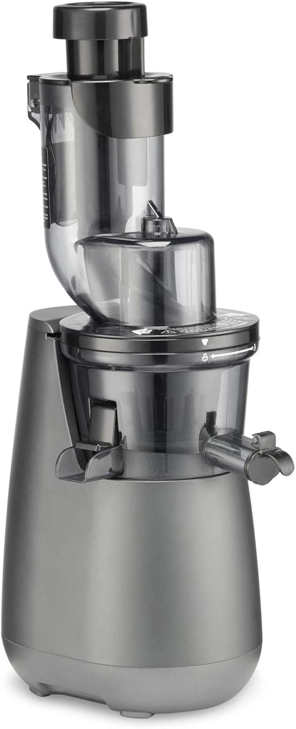 Cuisinart Exprimidor lento fácil de limpiar CSJ-300, negro y gris