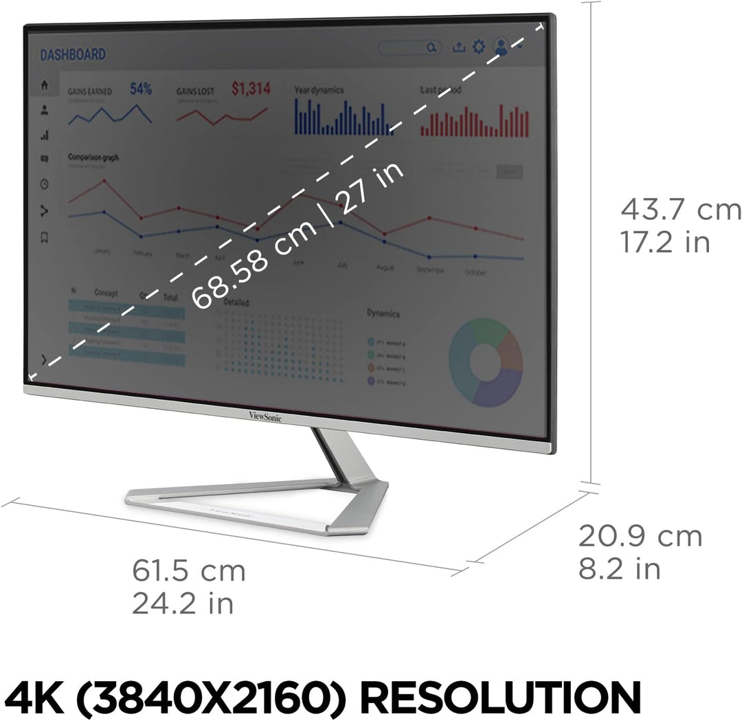 ViewSonic VX2776-4K-MHDU Monitor 4K de 27 pulgadas, IPS con USB-C d...