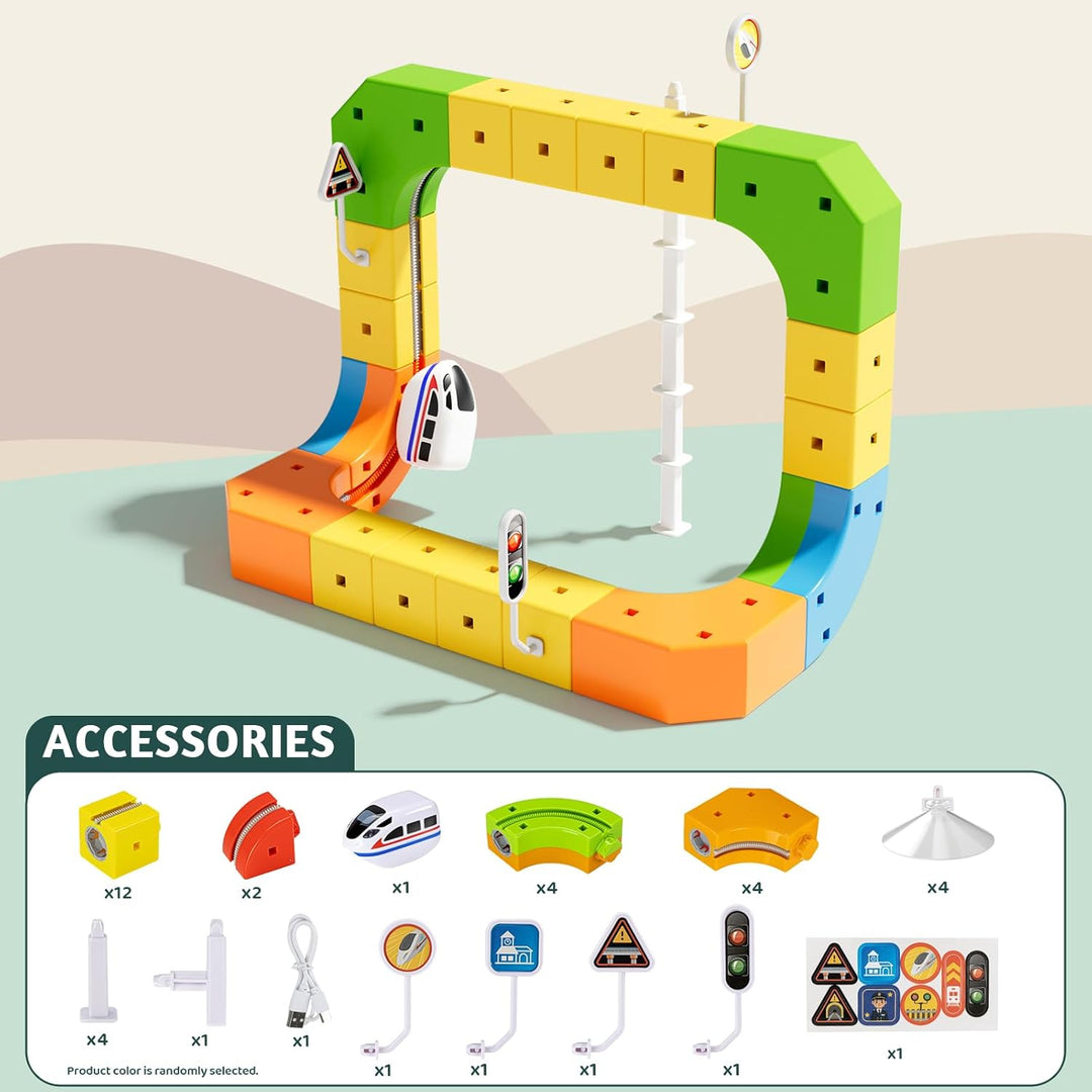 Wdebay klick Rail - Juego de tren eléctrico 3D mágico y flexible pa...