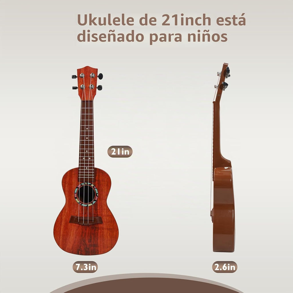 Ukelele de 21 pulgadas para niños y niñas de 3, 4, 5, 6, 7 años