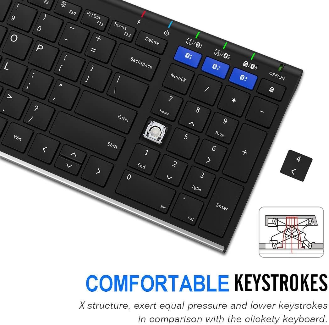 Arteck HB193 - Teclado Bluetooth universal multidispositivo de acer...