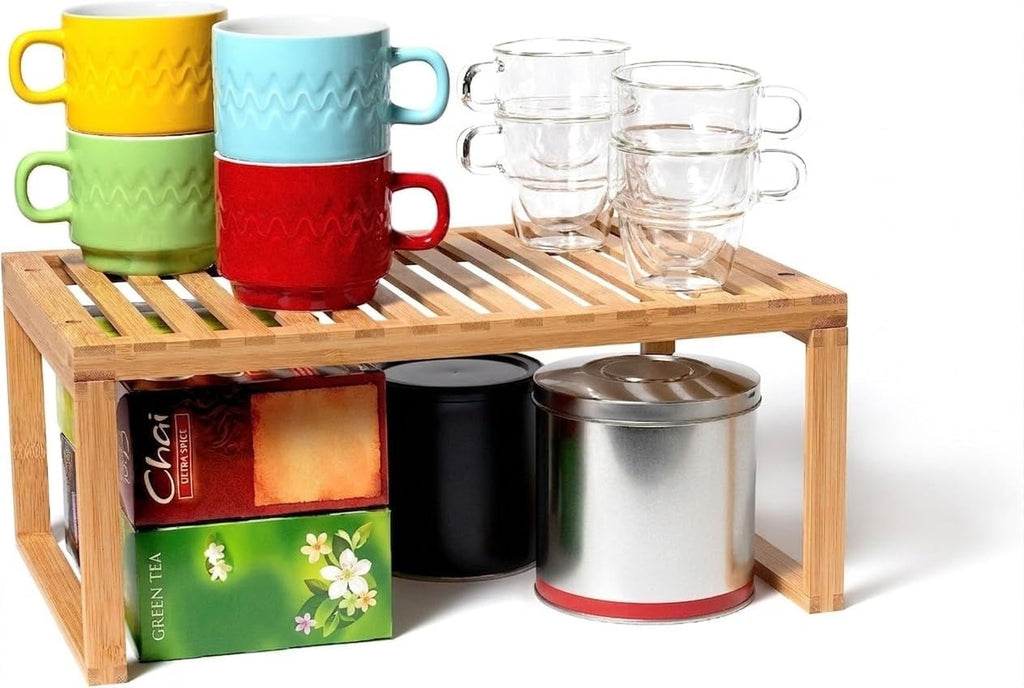 Lipper International Estante de bambú para armario de cocina para organizar una despensa, encimera o baño, 15 5/8 x 10 x 6 1/4 pulgadas