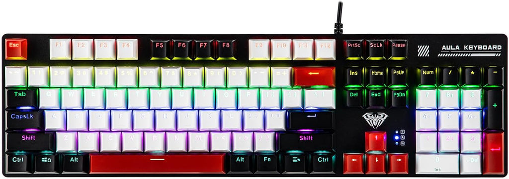 MechLands Aula S500 - Teclado mecánico con cable para juegos, Negro&rojo