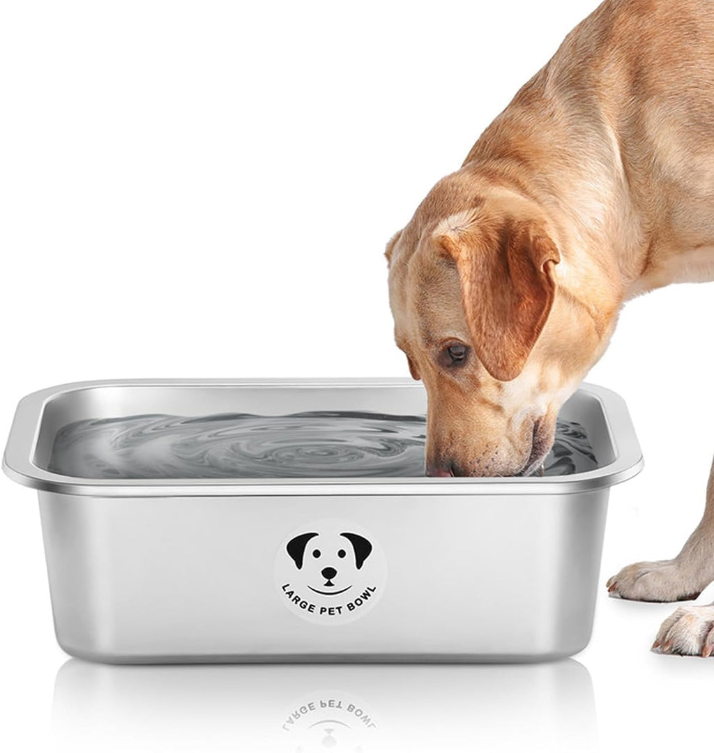 Cuencos de acero inoxidable para perros grandes, cuencos metálicos de alta capacidad para comida de perros, cuenco de comida y agua para perros grandes, extra grandes y grandes, 3.2 galones