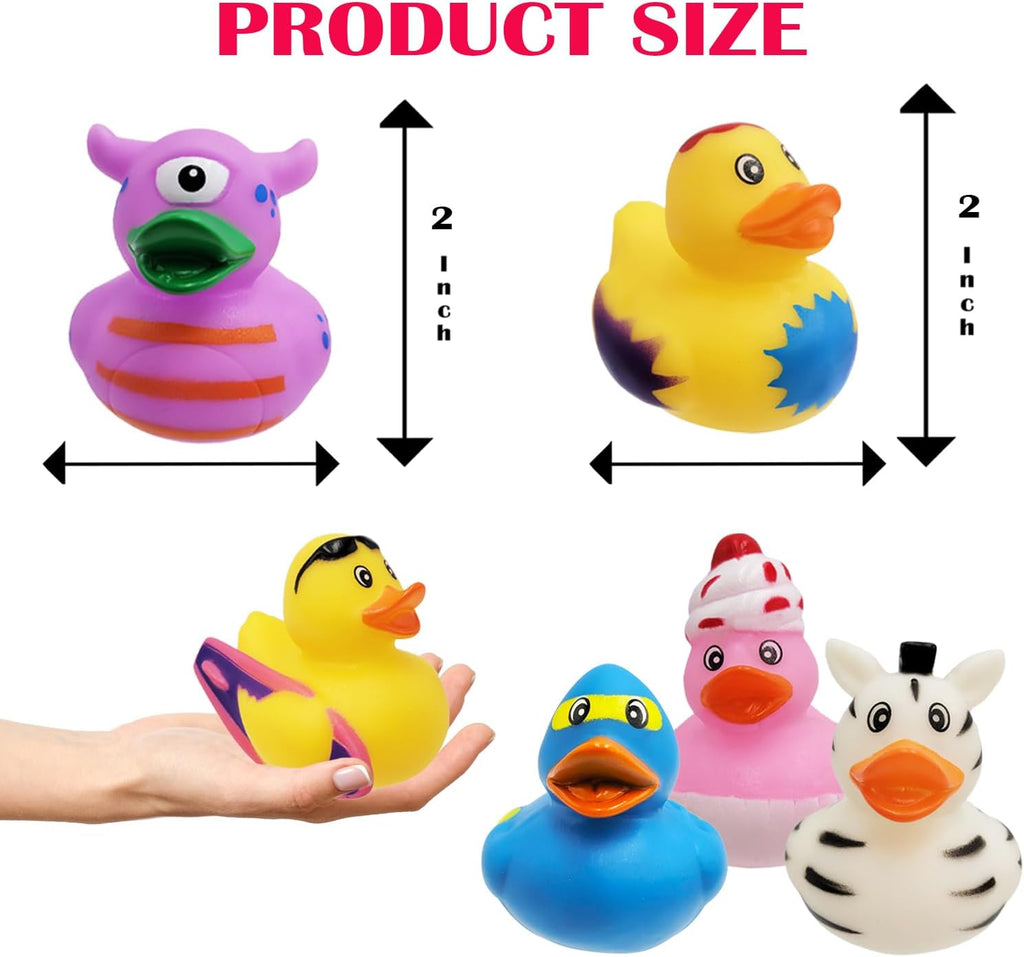 Surtido de 50 patos de goma para niños, regalos de cumpleaños de baño, baby showers, incentivos para el aula, actividades de playa de verano y piscina, 2 pulgadas (paquete de 50)