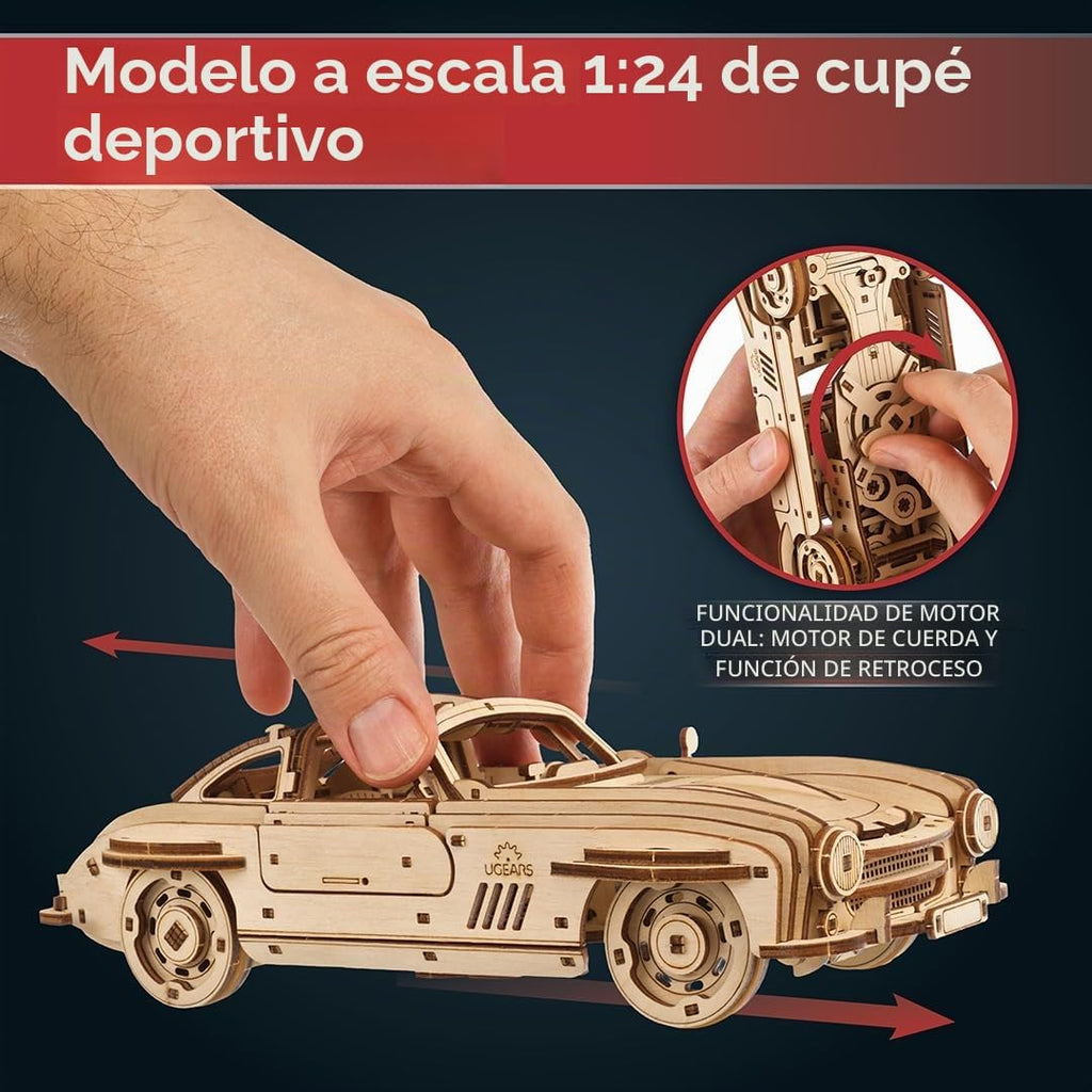 UGEARS - Rompecabezas de madera 3D con alas deportivas, kit de coche para