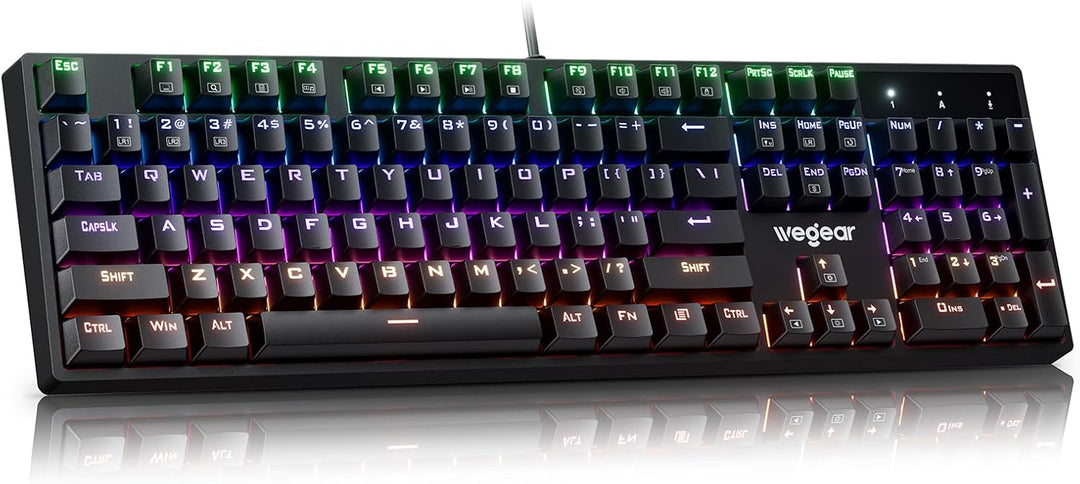wegear Teclado mecánico para juegos con interruptor azul, teclado r...