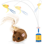 Migipaws MigiMouse - Juguete interactivo para gatos de 360 ° rodando y girando con cola meneante, juguete automático interactivo para gatos con ventosa fuerte