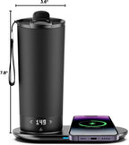 Taza de viaje con calefacción con control de temperatura, taza de café autocalentable inteligente de 20 onzas, pantalla LED controlada por aplicación, juegos de café mantenidos a una temperatura constante durante 4-10 horas (negro, 20 onzas)