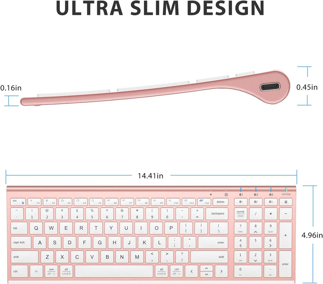 iClever BK10 Teclado Bluetooth, Teclado Inalámbrico Recargable Ultr...