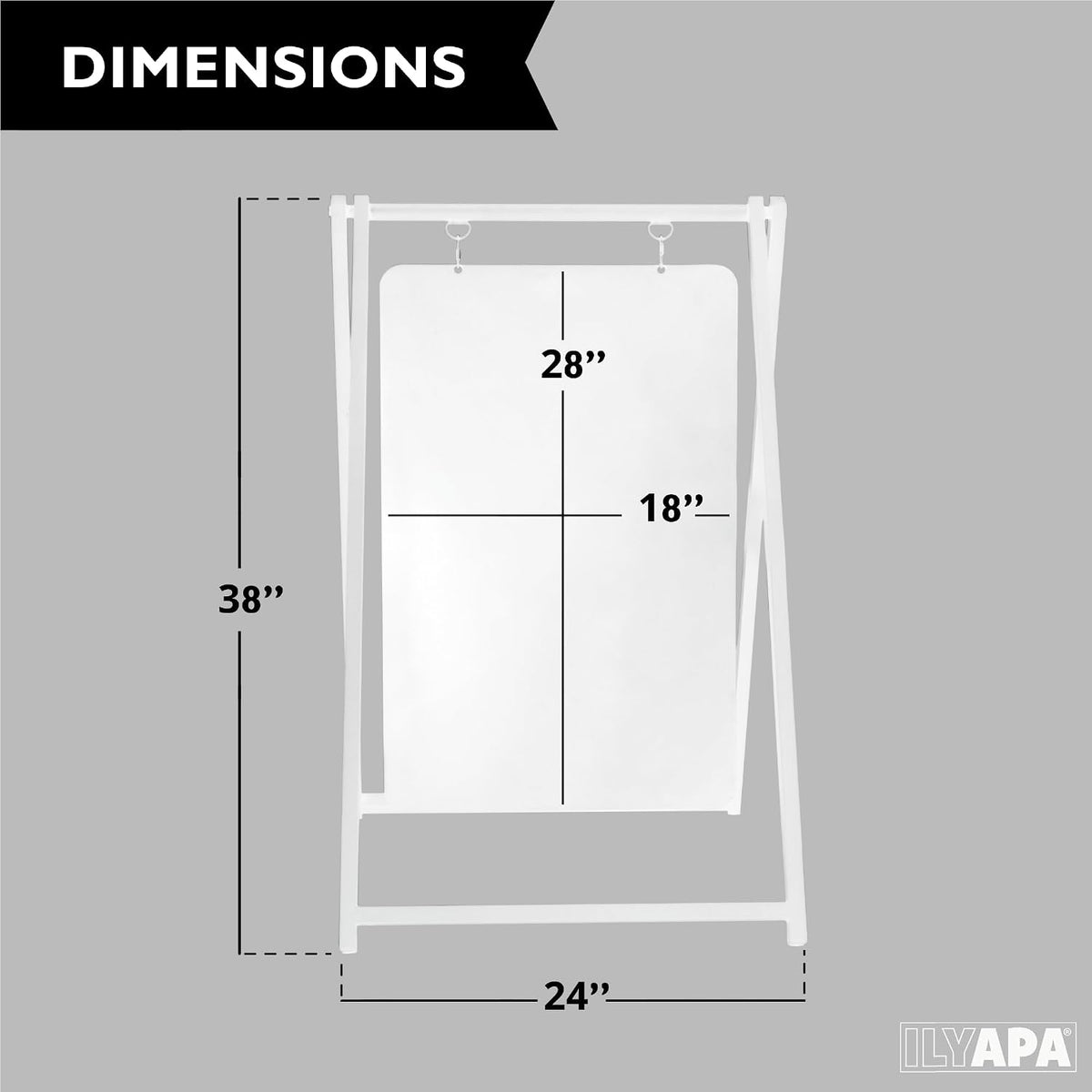 Ilyapa Letrero Magnético Moderno de Doble Cara Giratorio de Borrado en Seco para Acera - 24 X 38 pulgadas Alternativa de Marco en A Pizarra Blanca Colgante Tipo Sándwich - Blanco