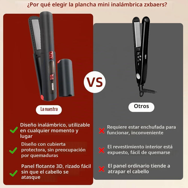 Plancha y rizador de pelo inalámbrico, plancha plana en uno, alisad...