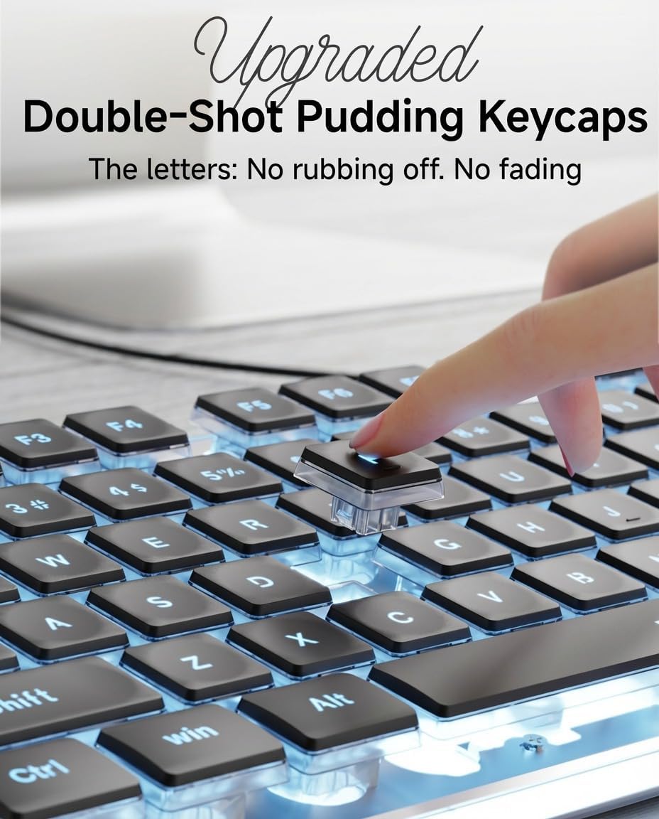 SEUNKWANG EWEADN GX710S - Teclado de computadora retroiluminado, te...