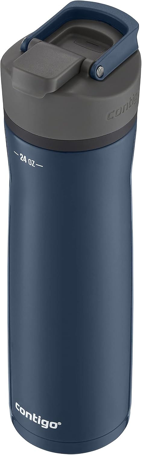 Contigo Cortland Chill 2.0 - Botella de agua de acero inoxidable con tapa autosellada y a prueba de derrames, aislada al vacío, 24 onzas, color arándano, ideal para bebidas calientes o frías, tapa