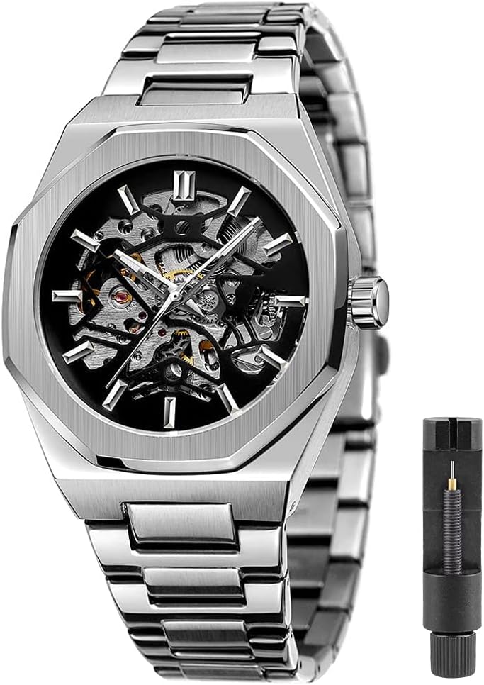 Relojes mecánicos para hombre Tiong, reloj esqueleto automático de lujo para hombres