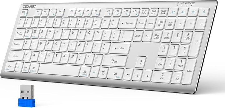 Teclado Bluetooth recargable TECKNET, cambio gratuito entre 4 dispo...