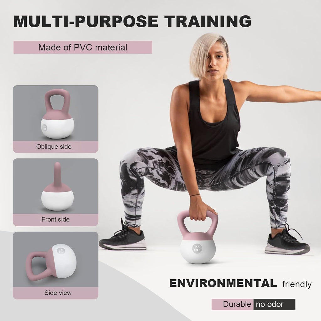 Pesas rusas suaves de 5 libras/10 libras/15 libras/20 libras/25 libras, juego de pesas rusas con agarre antideslizante suave para entrenamiento de fuerza en el gimnasio en casa