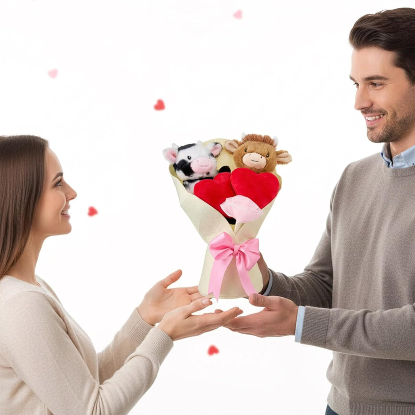 Ramo de regalo de peluche de vaca de las tierras altas del