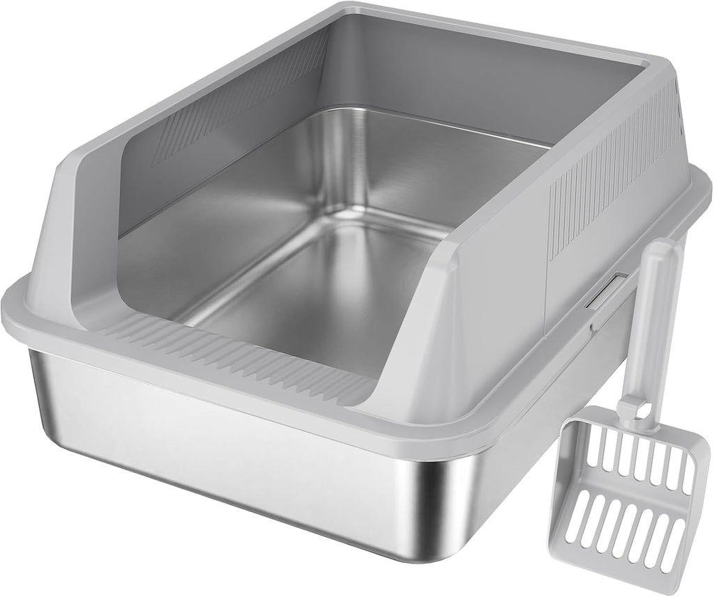 Lifewit Caja de arena para gatos de acero inoxidable para gatito, 17.7 ×