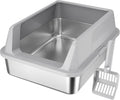Lifewit Caja de arena para gatos de acero inoxidable para gatito, 17.7 ×