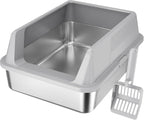 Lifewit Caja de arena para gatos de acero inoxidable para gatito, 17.7 ×