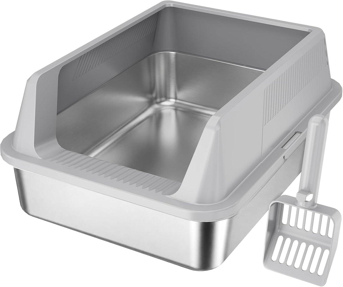 Lifewit Caja de arena para gatos de acero inoxidable para gatito, 17.7 ×