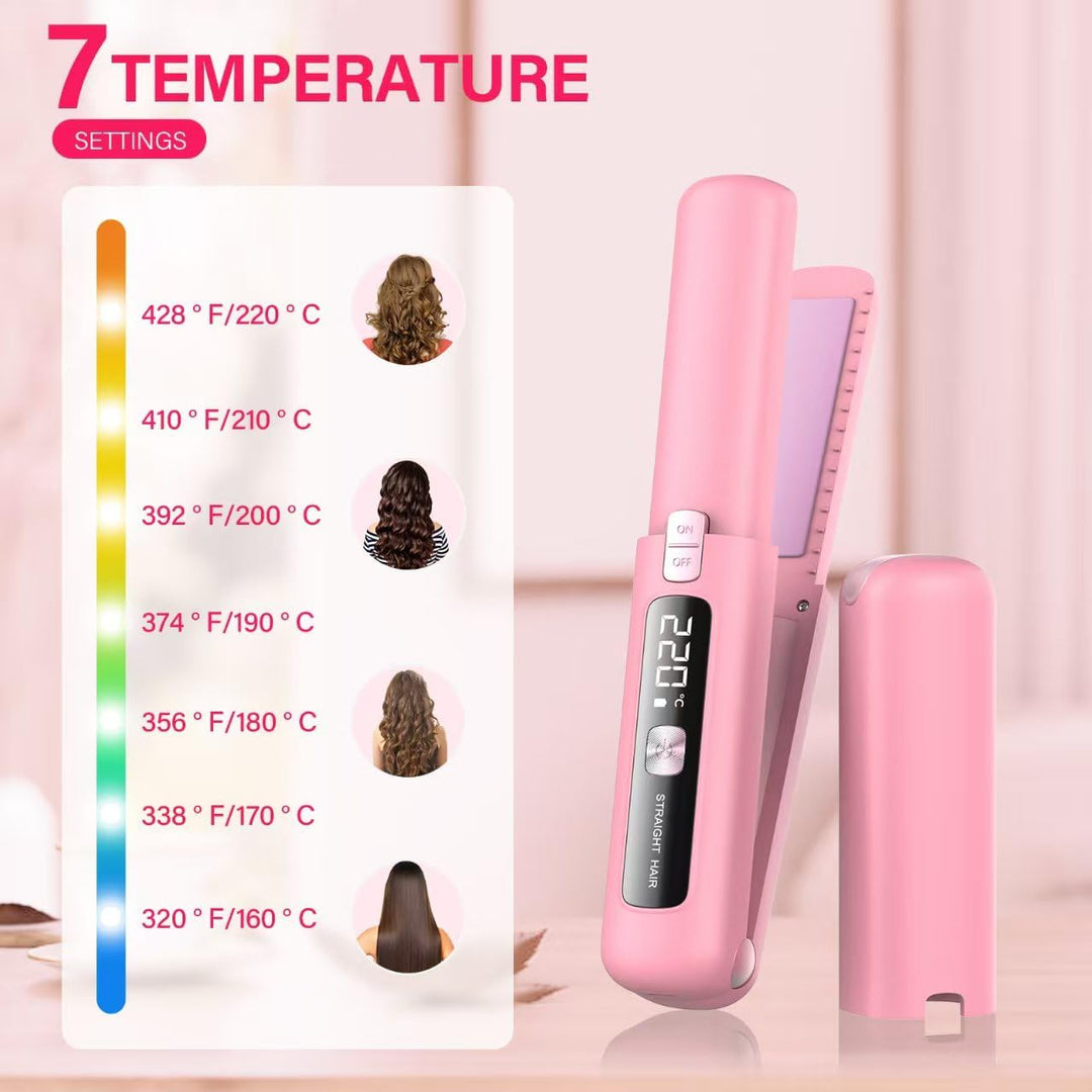 Cordless Hair Straightener and Curler 2 in 1, Mini, Lightweight and...